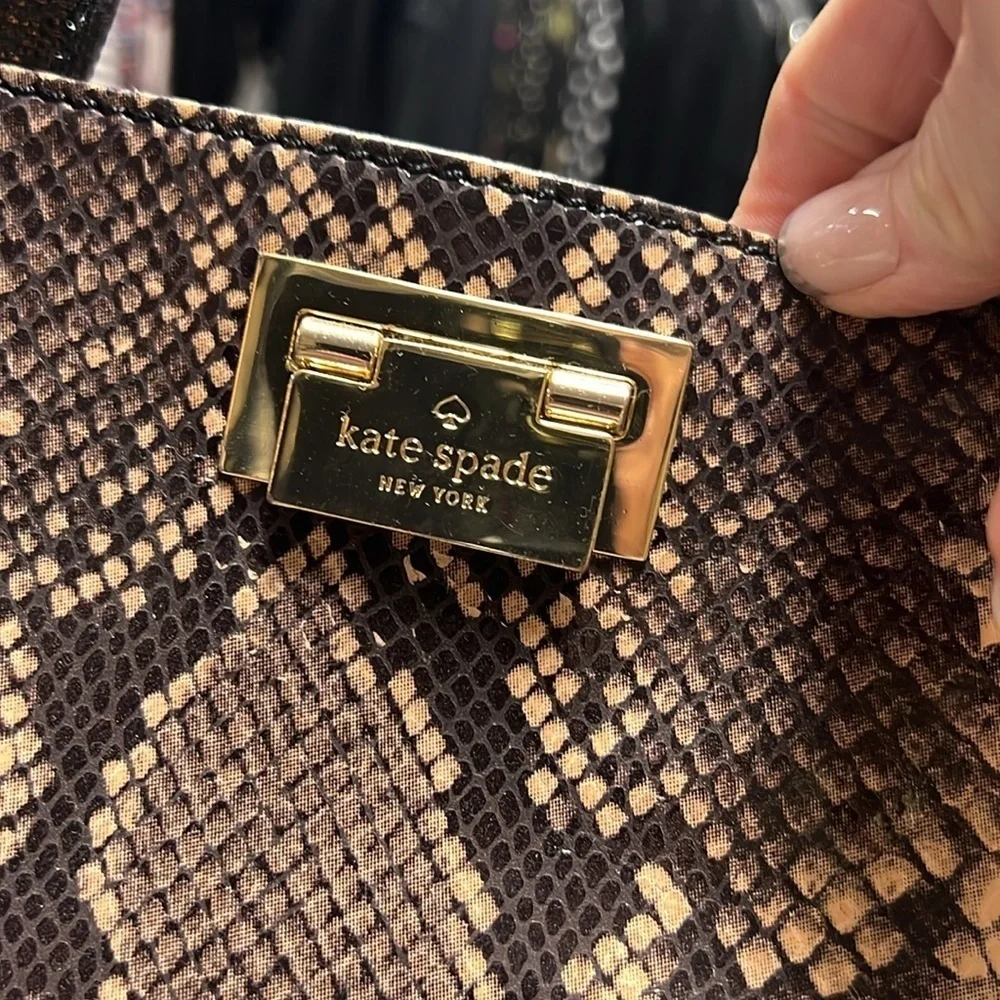 Kate Spade Millenium Park Pacey Python Tote Handbag Brown and Black